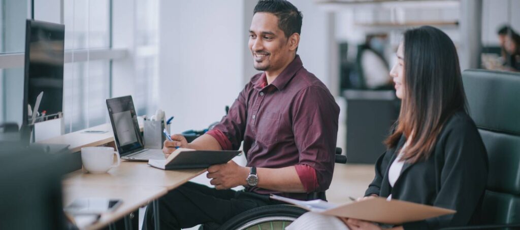 employees in a virtual meeting